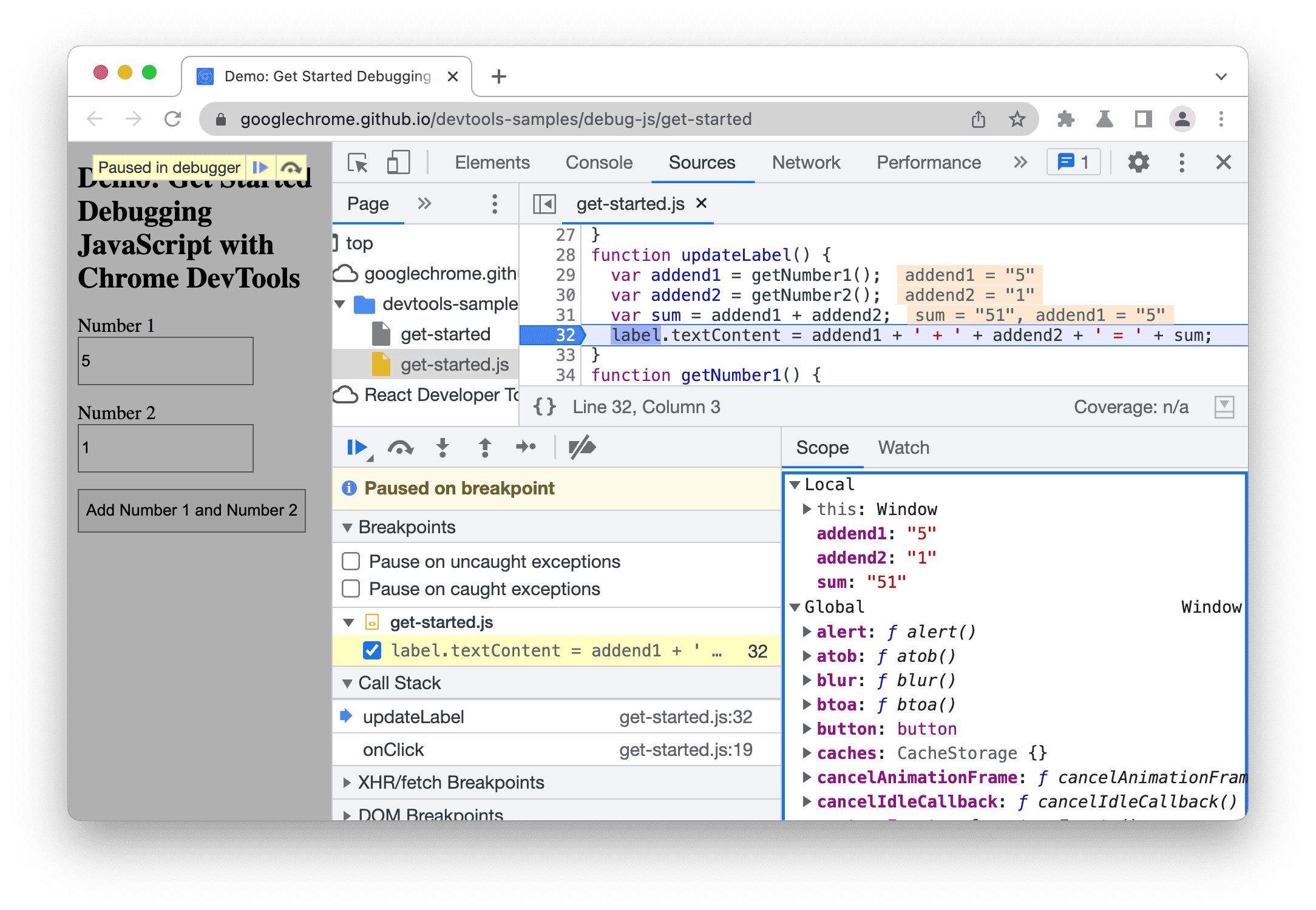 Chrome DevTools Debugging